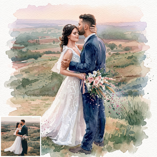 Personalized photo Painting - Watercolor Art
