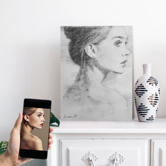 Personalized photo Painting - Pencil Sketch Art - canvaseasyart.com