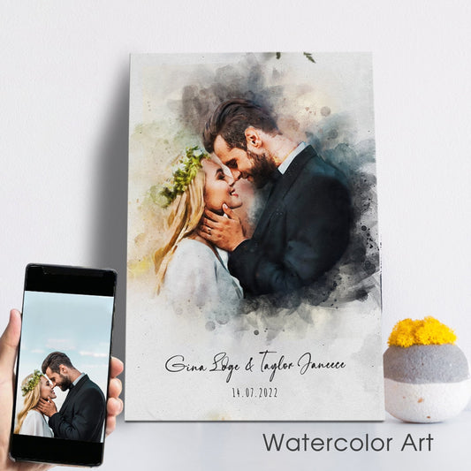 Personalized photo Painting - Watercolor Art - canvaseasyart.com
