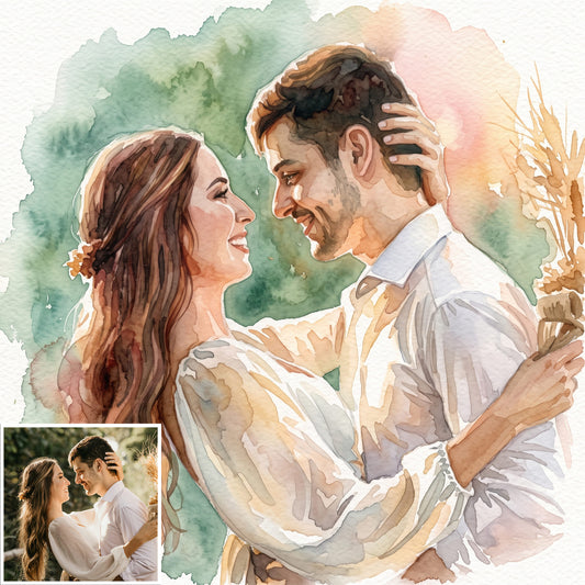 Personalized photo Painting - Watercolor Art